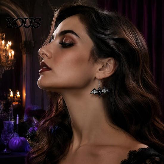 Gothic Jewelry for Women 1 Pair Halloween Dangle Drop Earrings, Bat Skeleton Cool Retro Ear Accessories Acrylic Punk Vampire Party, Cosplay