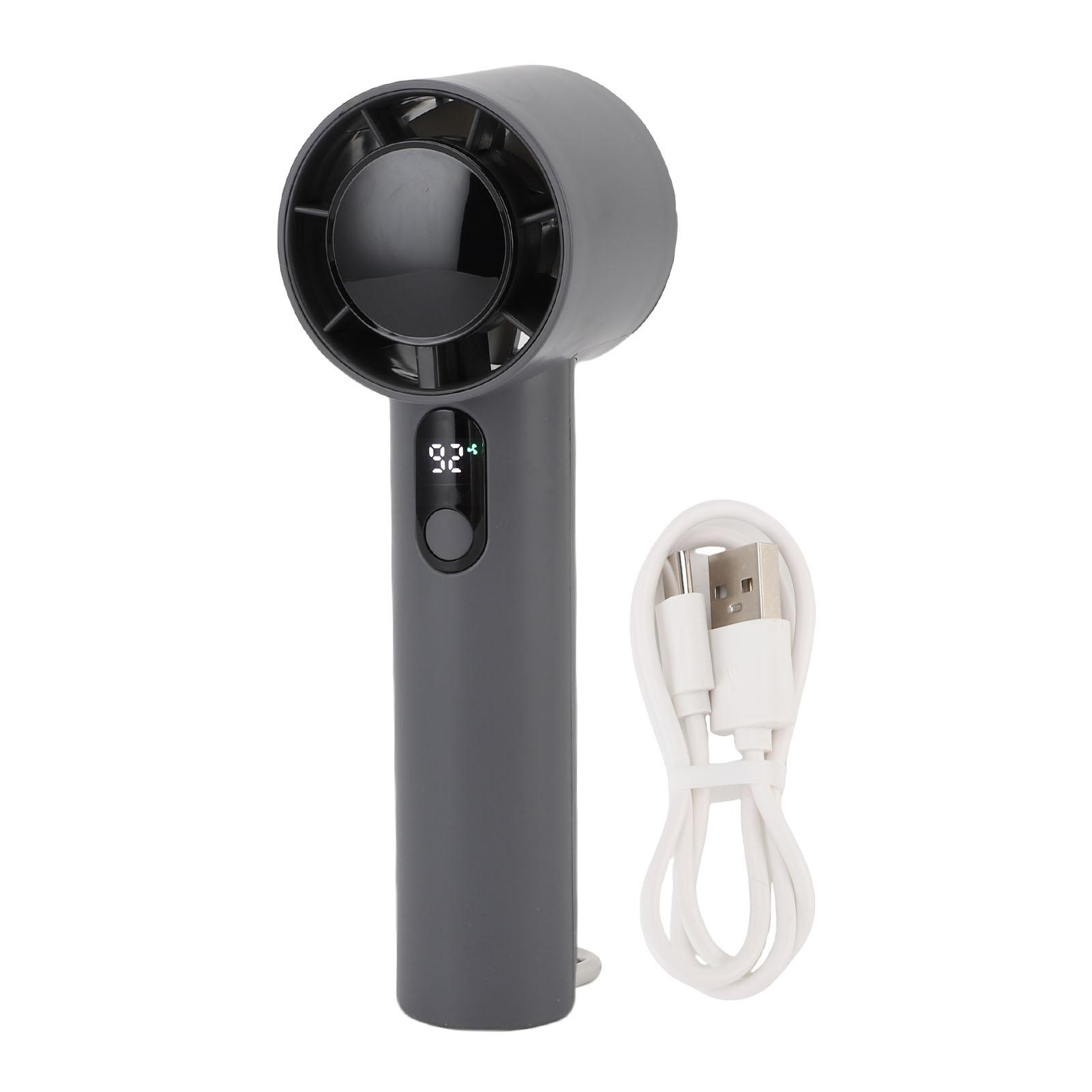 

Портативный ручной вентилятор с 5 скоростями, регулируемый, тихий, перезаряжаемый, цифровой дисплей, мини-карманный вентилятор для чёрный