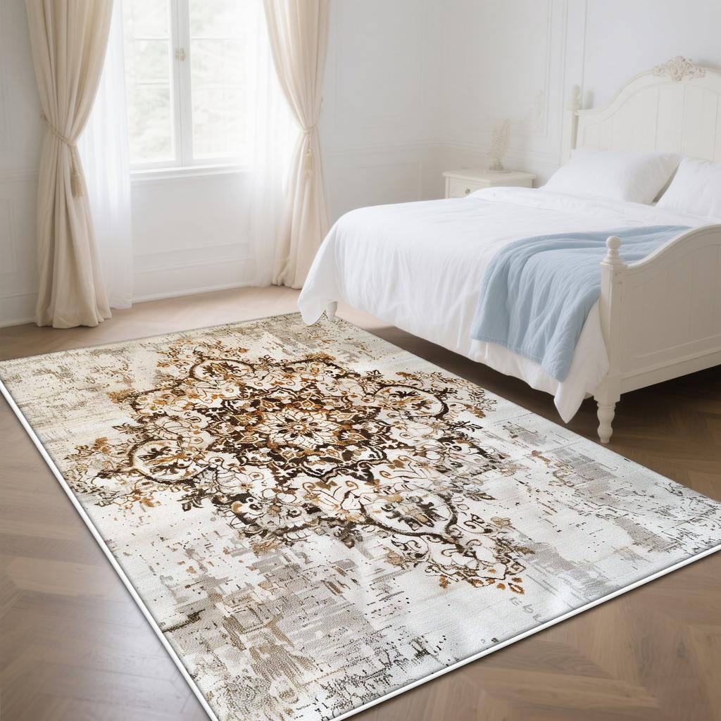 White Color Persian Room Decoration Aesthetic Bedroom Carpet Bohemian Rug Non-slip Parlor Washable Coffee Tables Mat Easy Clean