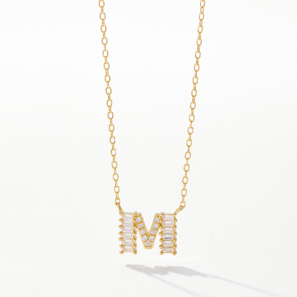 ANDYWEN 925 Sterling Silver Gold Letter Pendant Initial Necklace 2024 Women Fine Fashion Accessories Jewelry