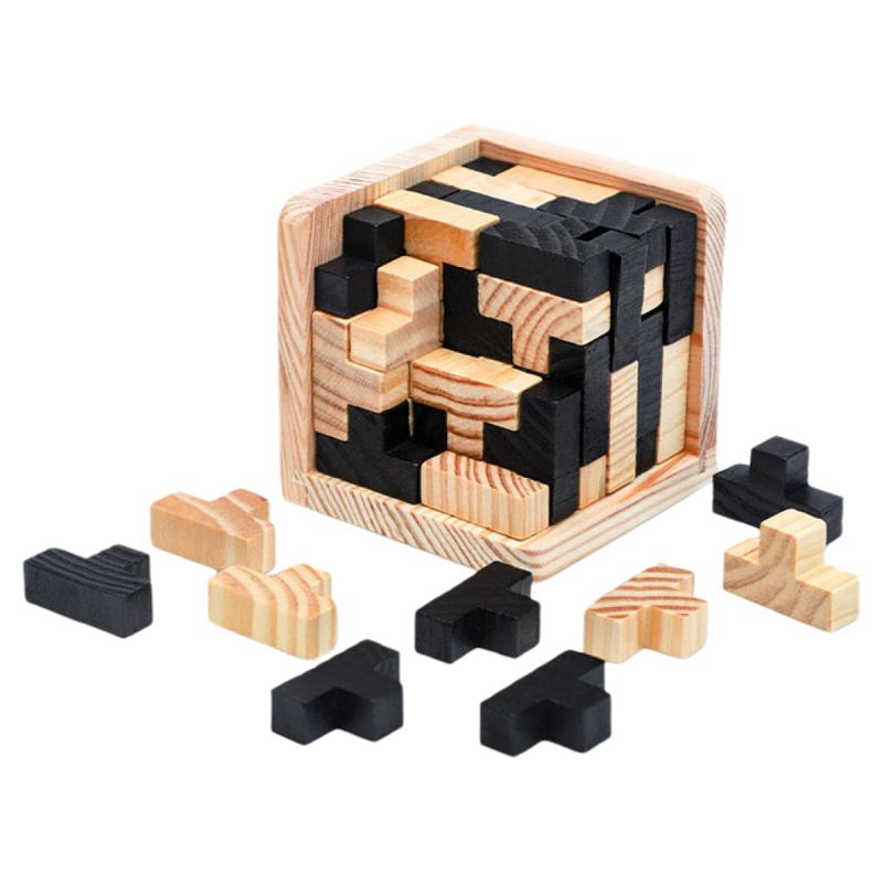 3D-Würfelpuzzle Luban, ineinandergreifendes kreatives pädagogisches Holzspielzeug, Gehirn-IQ-Geist, frühes Lernspiel, Geschenk für Kinder, Buchstabe 54T