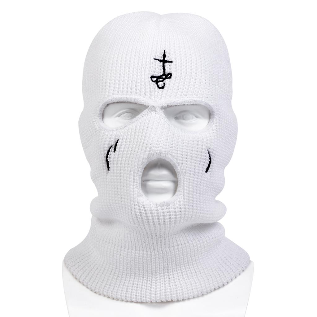 Unisex Alien Cross Shed Tears Embroidery Balaclava Hat Winter Warm Cold Cap Windproof Knitted Caps Spring Autumn Outdoor Sport Travel for Women Men