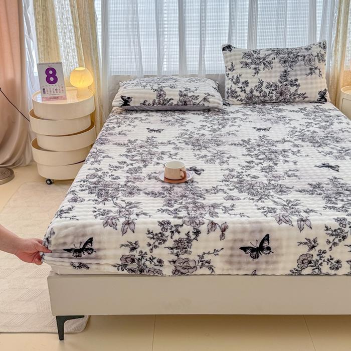 

Теплая Толстая Простыня на Зиму Односпальная/Двуспальная/Кинг Флисовая Пушистая Простыня на Резинке Мультяшный Наматрасник ( Наволочка Нужен заказ) Twin120x200x25cm 1pc