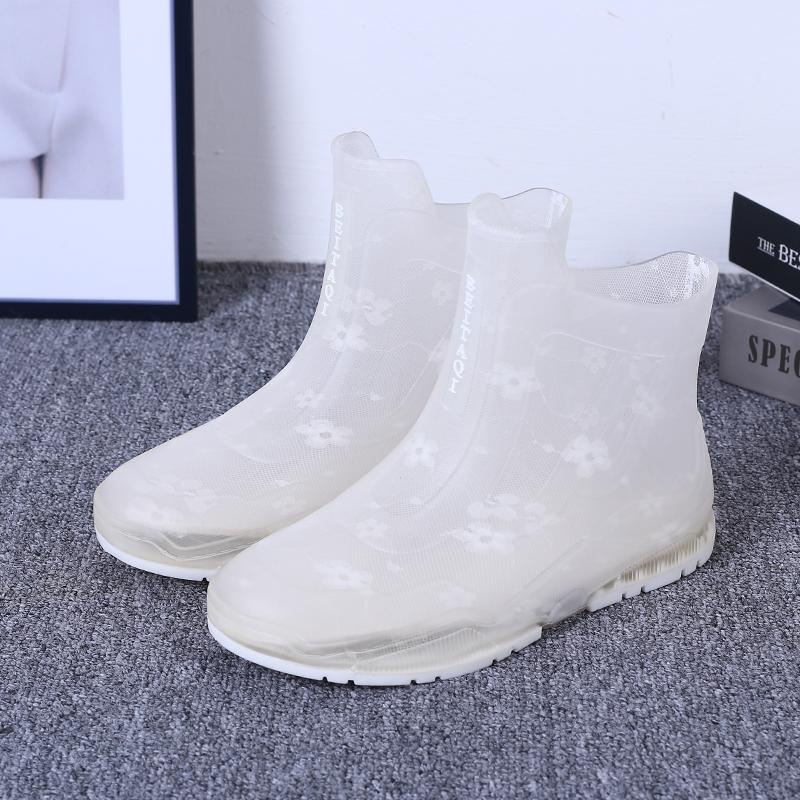 Neu Transparent Regen Stiefel Für Frauen Mode Im Freien Tragen-beständig Wasserdichte Schuhe Sommer