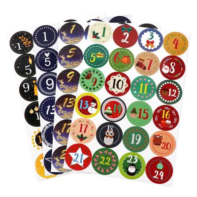 Ornement de Noël Multifonction Calendrier de l'Avent Autocollant en Papier Numérique Étiquette de Noël Étiquettes d'Emballage