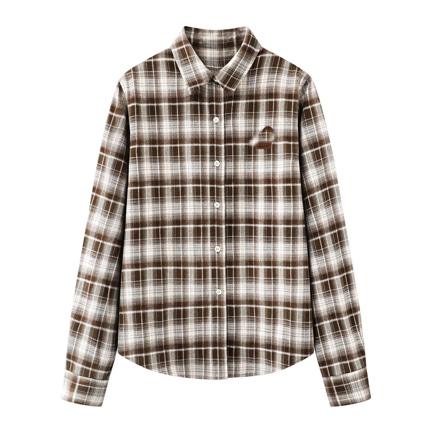 Women s Retro Plaid Loose Lapel Button Long Sleeve Shirt - 2025 Winter Collection 3J4C413 Extra Small