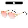 Leopard frameless trimmed sunglasses new double beam square sunglasses European and American fashion trend sunglasses women