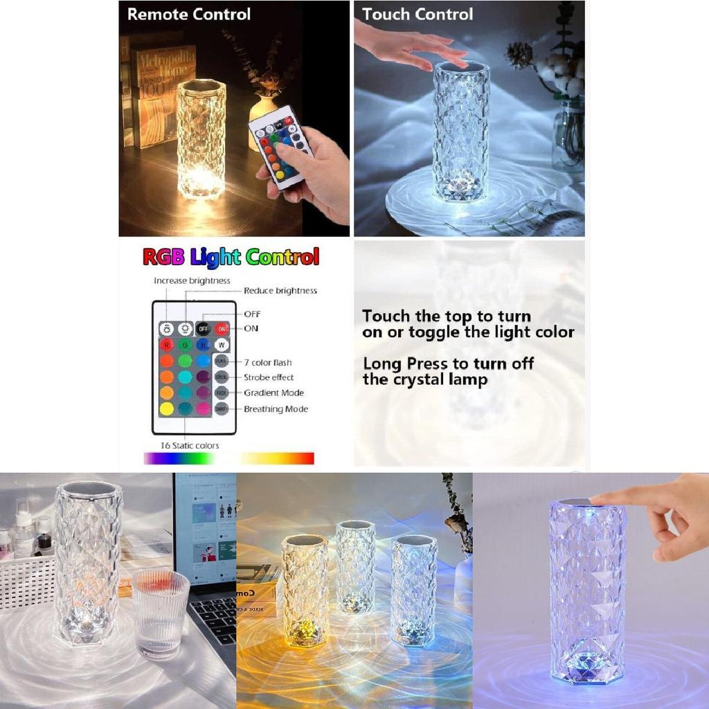 Usb 16 Colors Charging Telecontrol Change Color Rose Night Lamp Touch Up Light