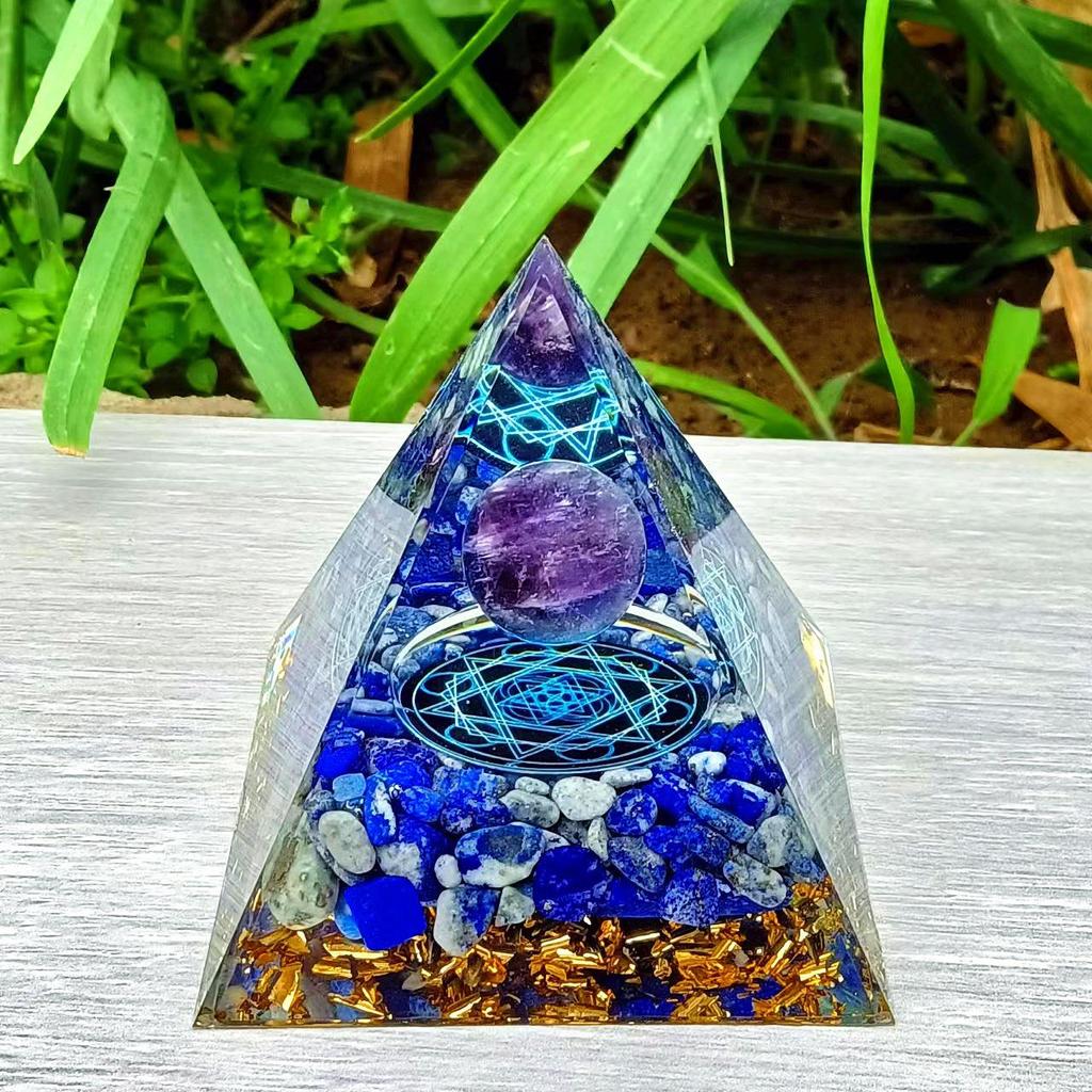Crystal Stone Pyramid Resin Decor: Home, Office, Car Ornaments