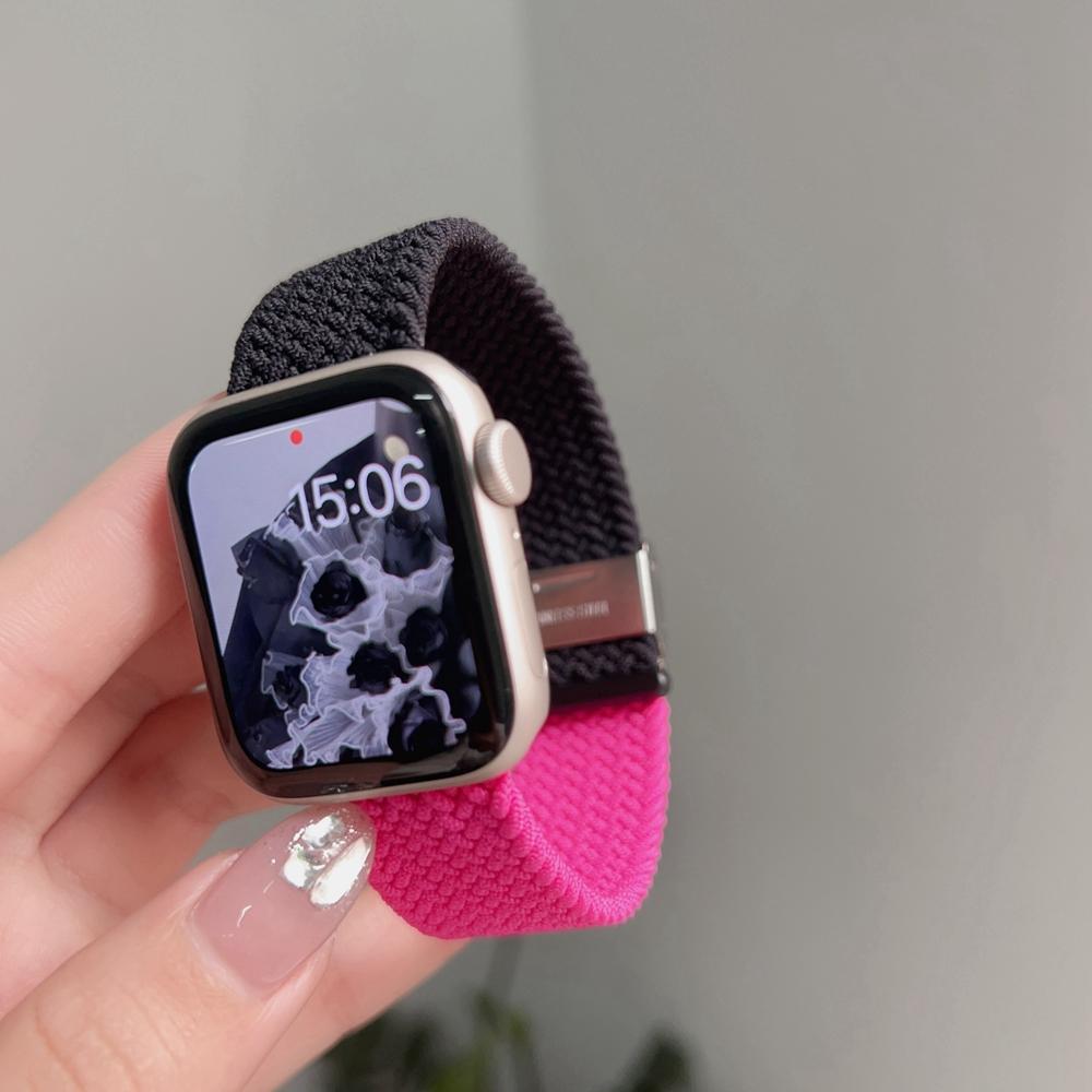 

Strap For Apple Watch band women for iwatch 10/9/8/7/6/5/4/3 SE 38mm 40mm 41mm 42mm 44mm 45mm 46mm 49mm nylon elastic force . 42mm44mm45mm46mm49mm