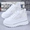 8CM Platform Heel Wedge Shoes Sneakers Pumps White Platform Air Mesh Hollow Pumps Shoes Women Zapatos De Mujer