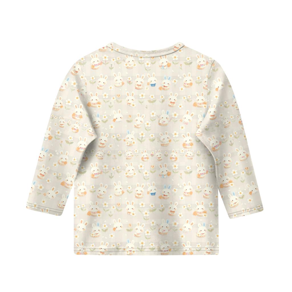 Print Tops For Youth Girls Round Neck 3/4 Sleeves T-Shirts Trendy Tops Outfit Tees