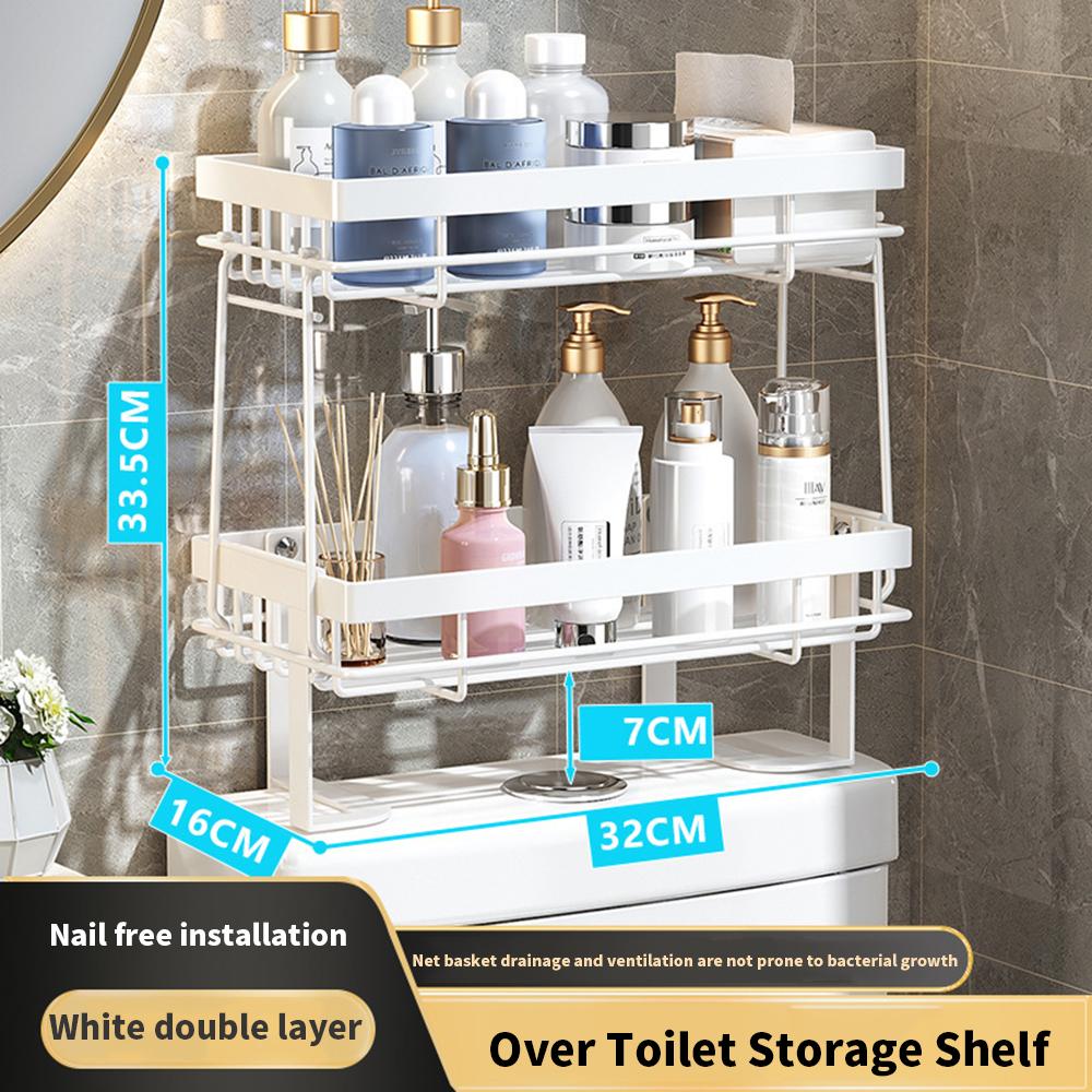 Wc furniture over the toilet storage 2-Tier Bathroom Organizer Shelves Thickened Carbon Steel Toilet Rack No Drilling storage