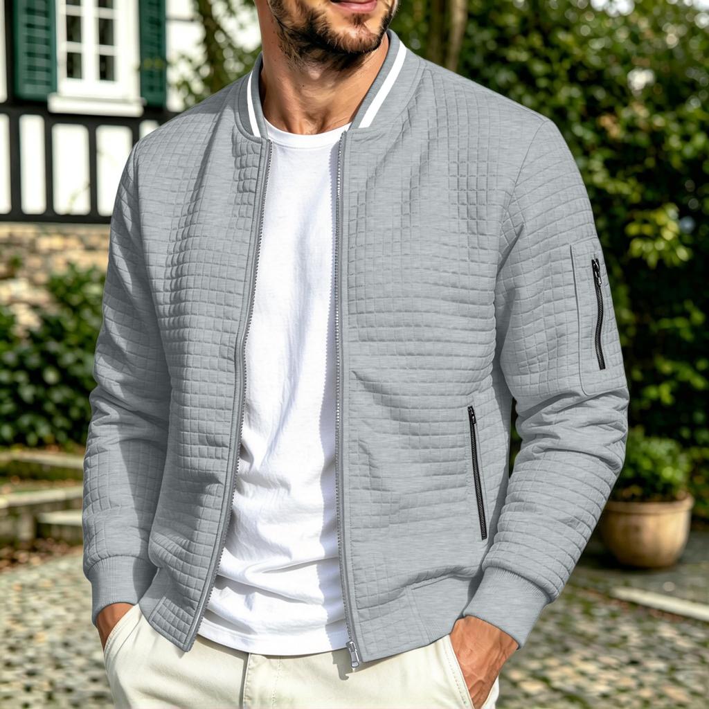 Men's Casual Zip-Up Stand Collar Jacket for Sports and Everyday Wear, Athletic Outerwear