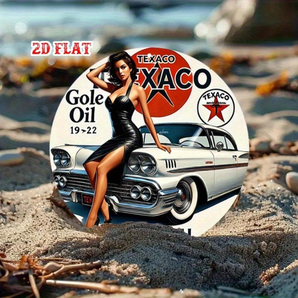 Vintage Texaco Tin Sign Retro Car Garage Metal Wall Art 7.87 Inch Indoor Outdoor Decor
