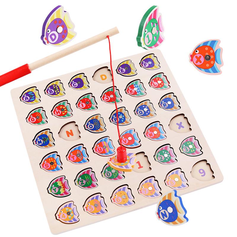 Wooden Magnetic Fishing Puzzle: Interactive Counting & Alphabet Game for Kids