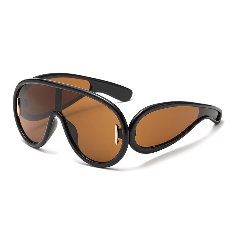 New Fashion One-Piece Large Frame Sunglasses Cyberpunk Style for Women Men Outdoor Travel UV Protection