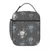 Cartoon Graues Kätzchen Muster Isolierte Lunchtasche für Damen Kinder Auslaufsichere Lebensmittelboxen Thermische Lunchbox Tragetasche