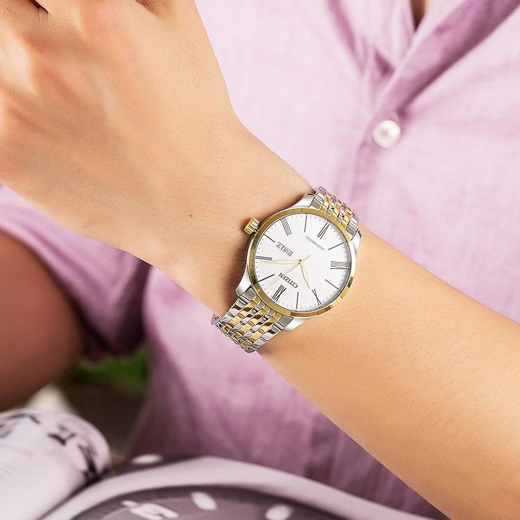 Citizen Classic Mechanical Gold Watch Automatic Mechanical Movement Stainless Steel Strap Mens Watch White Dial Men watches NH8354-58A