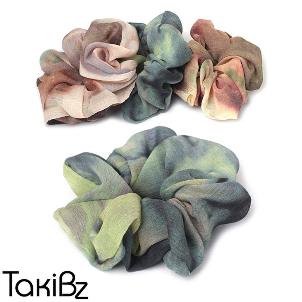 

Многоцветная шифоновая резинка для волос с тремя лентами Beige pink