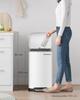 SONGMICS Rubbish Bin, 30L Trash Can, Steel Pedal Bin, with Inner Bucket and Lid, Soft Closure, Airtight, for Kitchen, Living Room, White