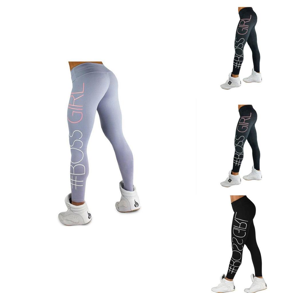 Women Letter Print High Waist Leggings With Stretch And Push Up Design For Fitness And Running