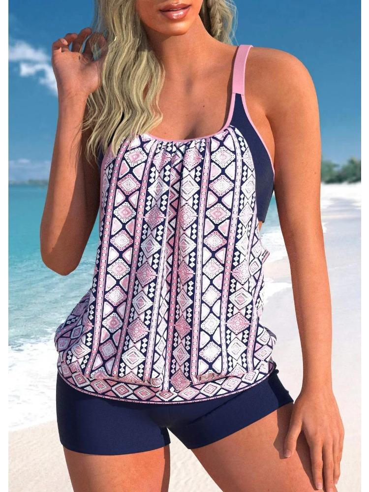 Neu Sommer Strand Neue Damen Bikini Zweiteilige Bademode Kariertes String Bedrucktes Strandkleid Mit Schnürung S-6XL