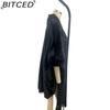 BITCED Autumn and Winter Women's Imitation Mink Velvet Cape Tassel Shawl Solid Colour Thickened Warm Bat