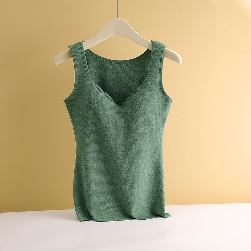 Damen Samt Warme Weste mit Verdickten Brustpolstern, BH-Frei, Herbst/Winter Unterwäsche.