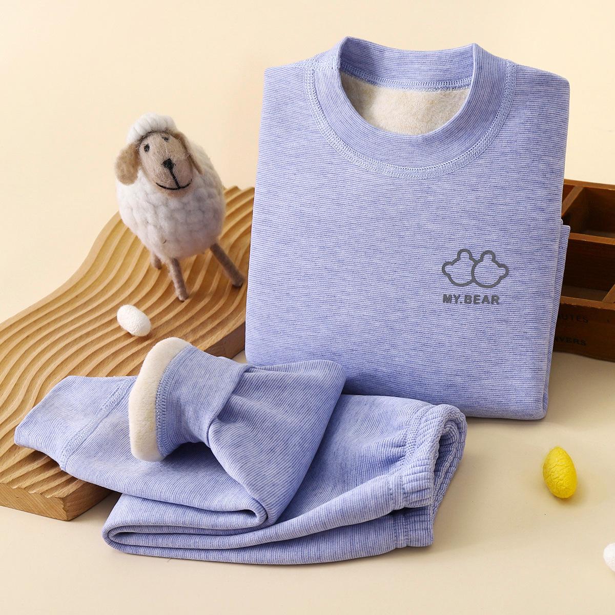 

Koala Fleece Seamless Kids Warm Suit: Brushed Thick Underwear for Autumn & Winter 90 (Height: 70-80 cm/Weight: 7.5-10 kg) синій