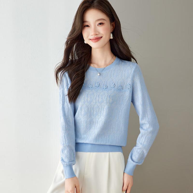 

Srcr Women s Wool Blend Jacquard Knit Long-Sleeve Top M