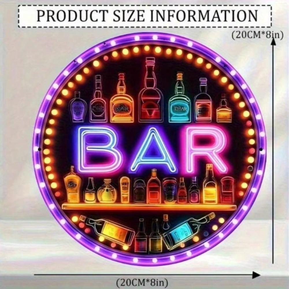 Metalen Blikbord Vintage Bier Rond Muurkunst Neon Licht Bar Decoratie