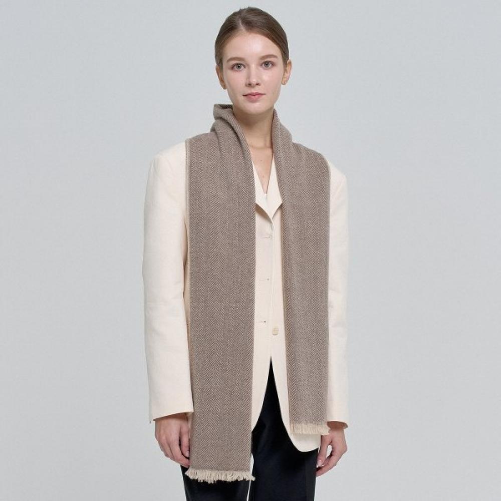 Dal Cashmere Herringbone Muffler Brown