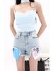 2024 Summer Retro Hot Girl A-line Loose Denim Shorts Office Lady Y2k Causal High-waist American Style Slim Shorts Korean Fashion