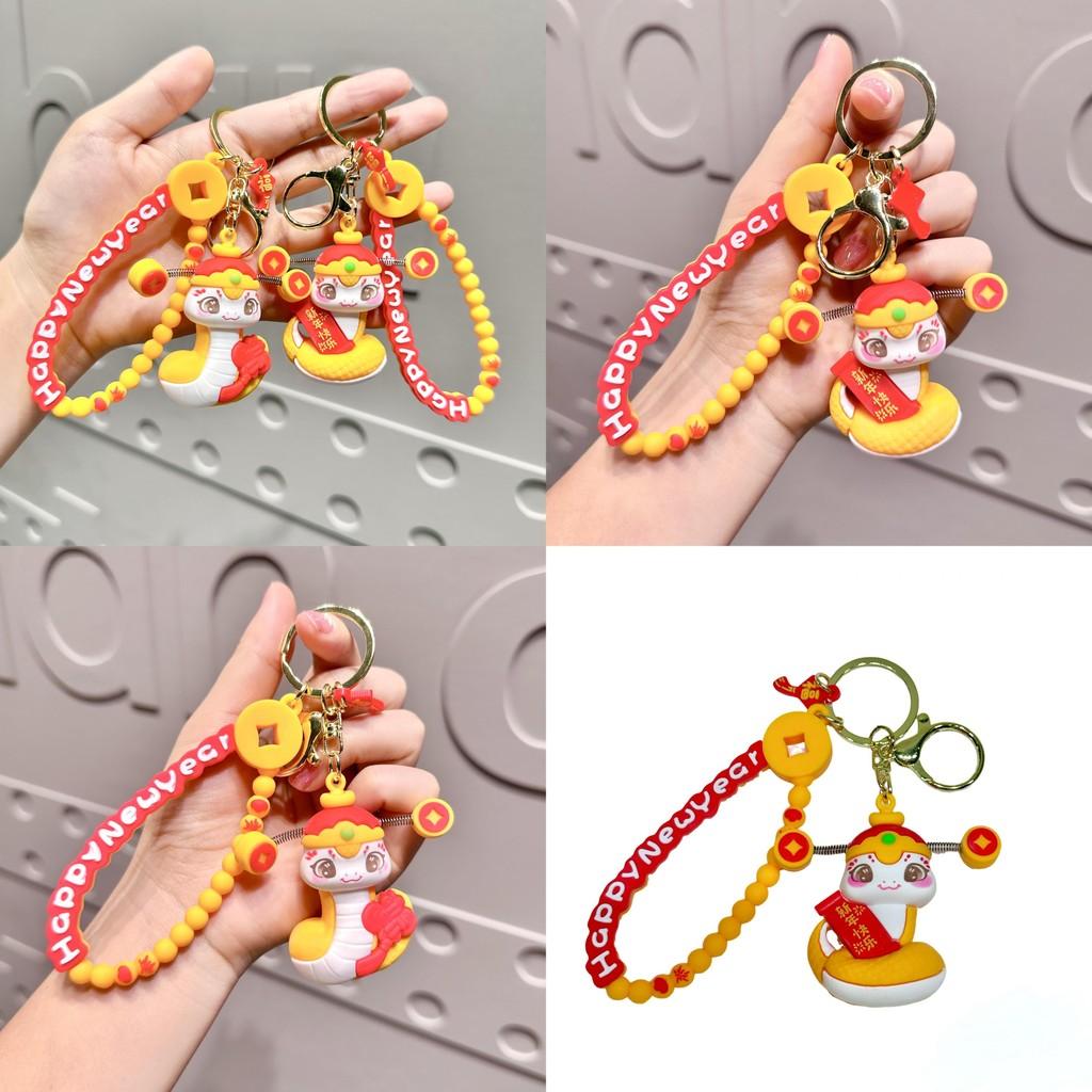 Adorable Snake Baby Keyring Lovely Silicone Snake Year Pendant Perfect New Year Gift