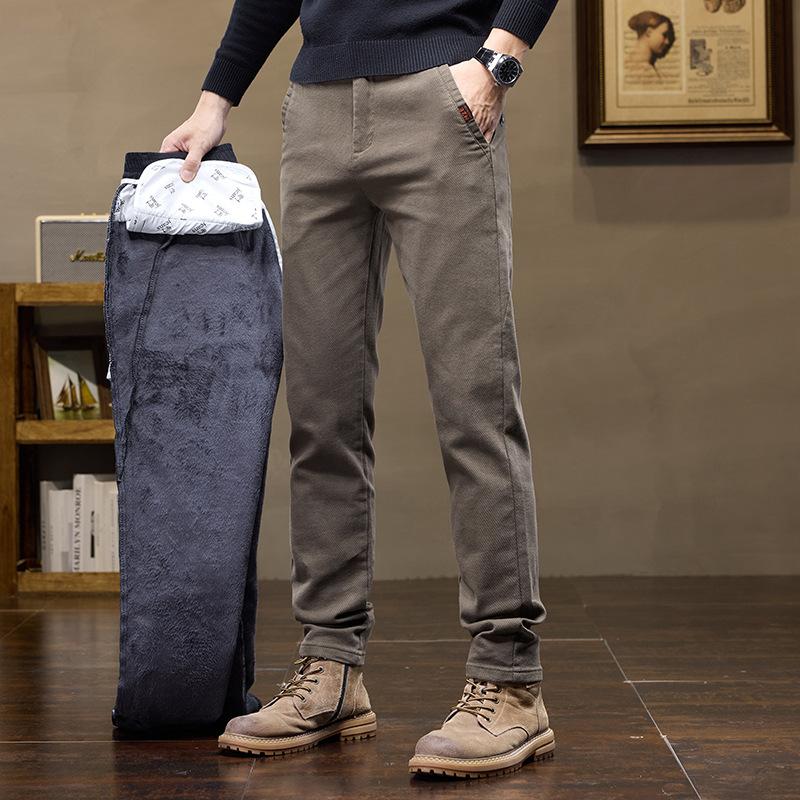 2024 New Autumn And Winter Men'S Casual Loose Straight Leg Trousers Trendy Brand With Plush Light Luxury Long Pants