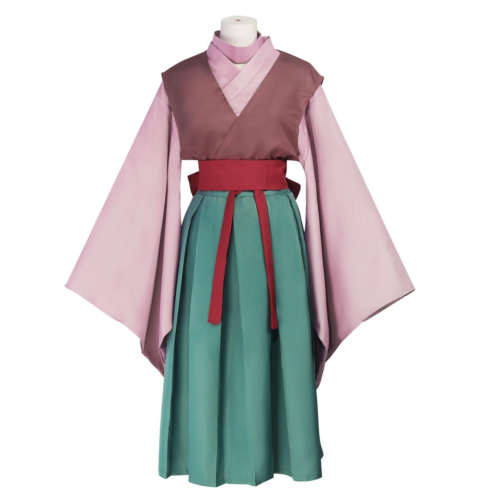 Anime Alluka Zoldyck Cosplay Costume Aruka Zorudikku Pink Green Japanese Kimono Hunter X Hunters Full Set S