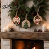 Vintage Style Christmas Tree Tags 8Pcs Wooden Ornaments, Wood Slice Hanging Decor with Santa, Retro Gift Wrap Embellishments Snowman, Gingerbread,