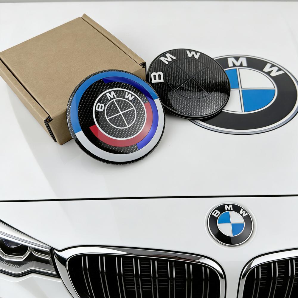 ZJYS3 Carbon components Car Emblem Logo Rear Trunk Badge 74mm 82mm BMW E46 E39 E87 E90 E28 E53 E30 E60 E34 E36 E61 E62 E70 E91 E92