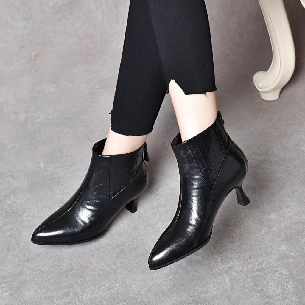 Pointed thin heel short boots women's simple temperament ankle boots fashion boots high heel fashion boots