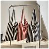 Piccole Borse a Spalla da Donna in Tela a Strisce Fresche Retro Art Grande Capacità Borsa a Mano da Donna Casual Versatile Borsa da Shopping Femminile