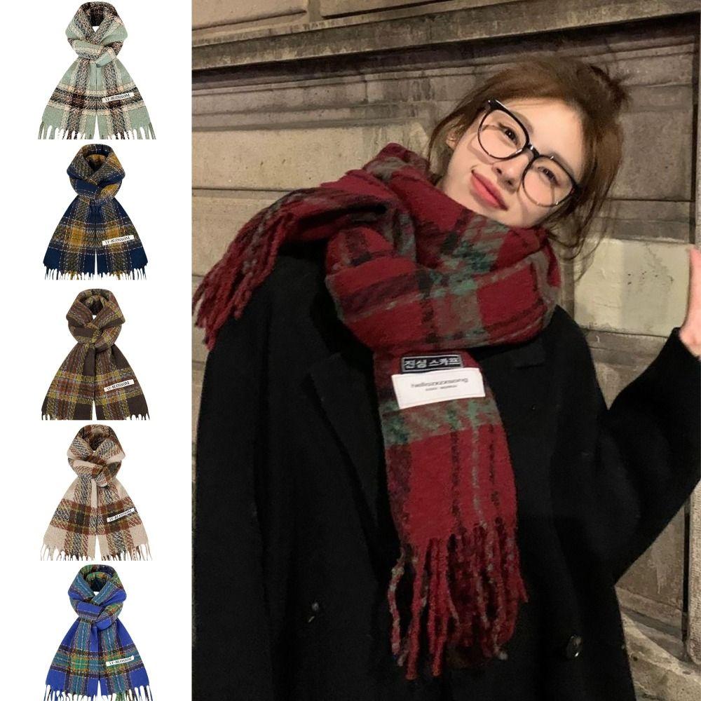 

Tassel Thermal Neck Warmer Wool Long Scarves Korean Style Thickened Shawl for Women Girls Maiden кавовий