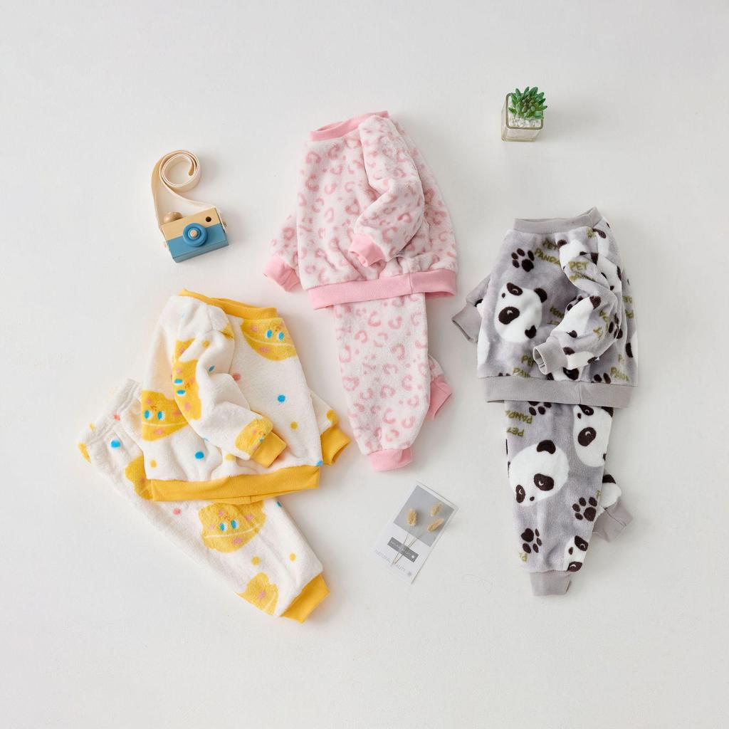 Girls' Flannel Pajama Set: Autumn/Winter Thickened Two-Piece Homewear for Babies and Kids