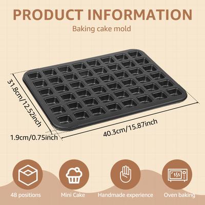 48 Cavity Carbon Steel Mini Muffin Pan Nonstick Easy To Clean Mini  Brownie Bite Pans  for Cheesecake Cake Kitchen Accessories