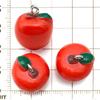 Set of 20 Red Resin 3D Fruit Charms: Strawberries and Apples for DIY Jewelry.