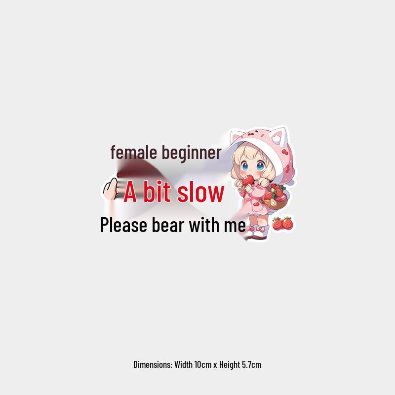 Creative Text Prompt - Female Novice Driver Rear Windshield Sticker: New Driver, Please Be Patient