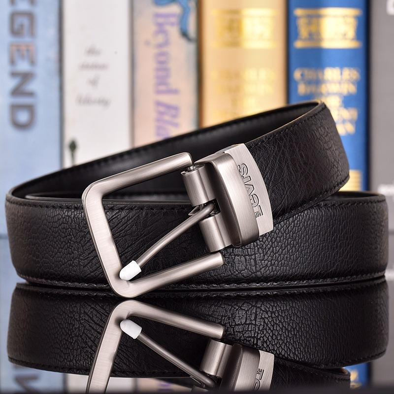 Neues Leder-Rindenmuster, Gürtel mit Dornschließe, Gürtel mit drehbarer Schnalle, modischer und schlichter Gürtel im koreanischen Stil