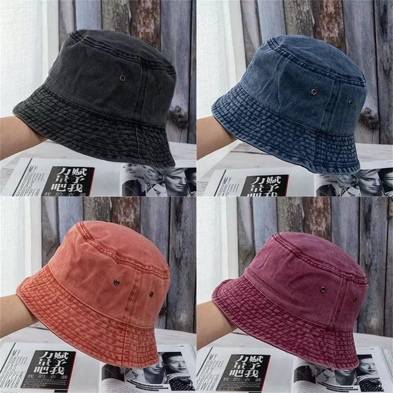 Women Fisherman's Hat Bucket Hat Unisex Bob Caps Washed Denim Bucket Hat Hip Hop Gorros Men Panama Windproof Bucket Hats Outdoor