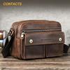 Retro Crazy Horse Leather Foreign Trade Men's Single Shoulder Crossbody Bag Can Hold 7.9-inch IPad Genuine