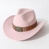 Cappello da cowboy western unisex unico con tesa arrotolata e sommità a forma di cuore, adatto per autunno e inverno